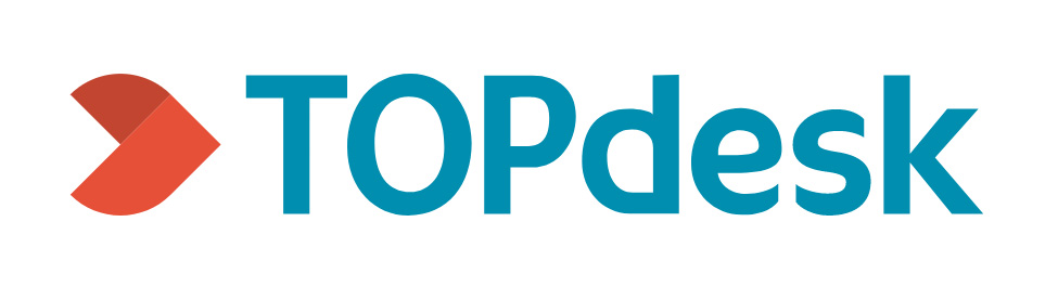 Topdesk logo. A red arrow-shaped ribbon